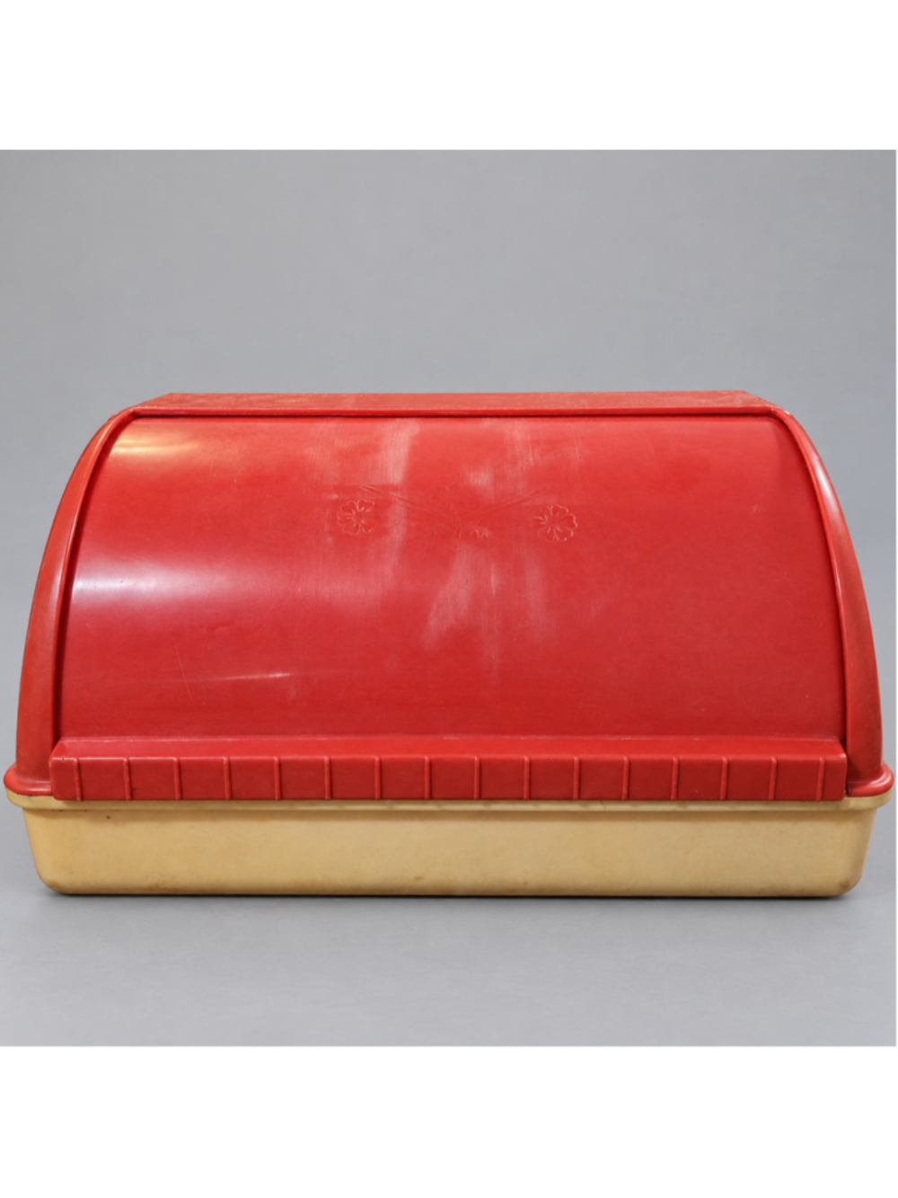 Lustro-Ware Plastic Bread Box, Etched Floral Design, 1950's